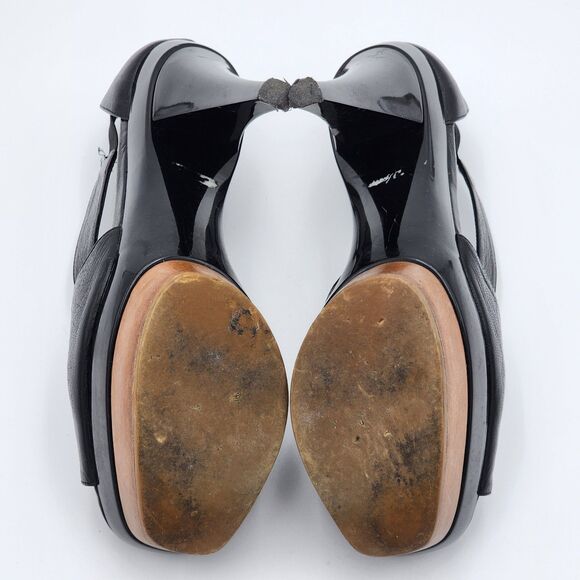 Marni Vintage Cross Strap Wooden Platform Heels Size 8 - Picture 7 of 11